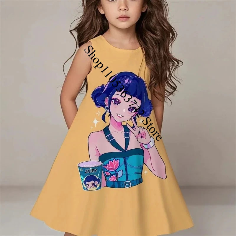 Girls Kpop Demon Hunters Dress 2026 Summer Kids Fashion Casual Sleepwear Beach Sundress