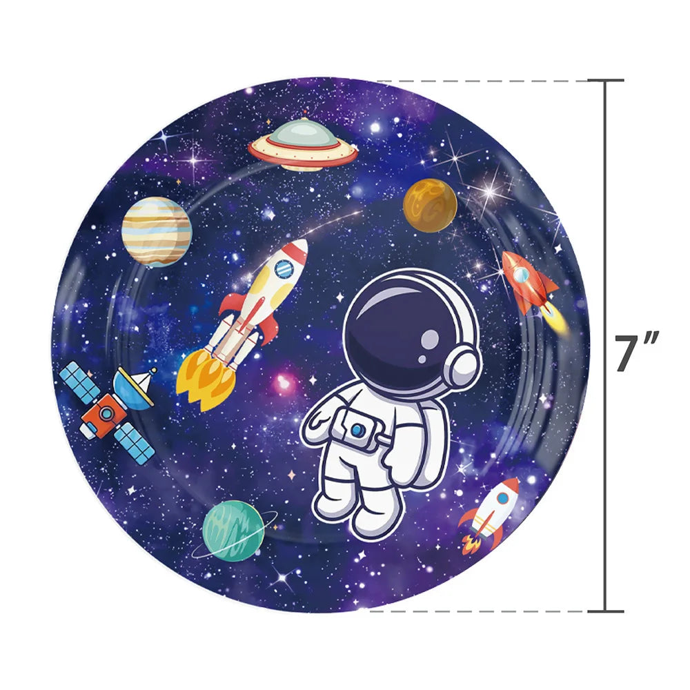 10/50pcs Outer Space Party Tableware Disposable Paper Plates  Space Themed Galaxy Party Kids Birthday Party Decoration Supplies