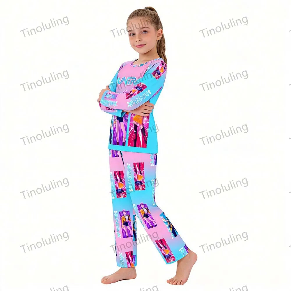 KPop Girls Pyjamas Suit Kids Pajamas Set Long Sleeve Girls Clothing 2pcs Children's Sleepwear Cartoon Boys Nightwear 3-14Y