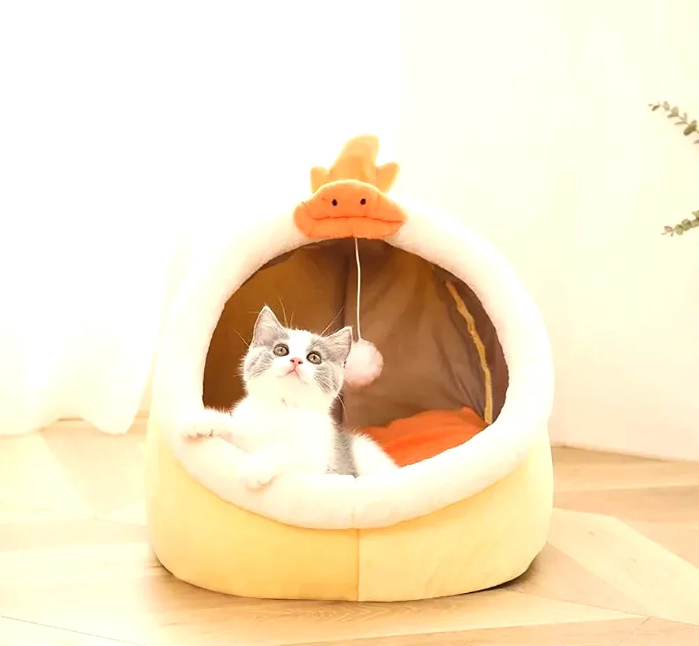 Deep Sleep Cat Bed Cartoon Pet Bed Foldable Removable Washable Pet Sleeping Bed for Small Dog Mat Bag Cave Cats Bed