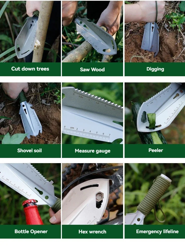 NEW Camping Portable Engineer Shovel, Field Survival Tools, Outdoor Stainless Steel Multi-functional Small Tactical Hand Shovel
