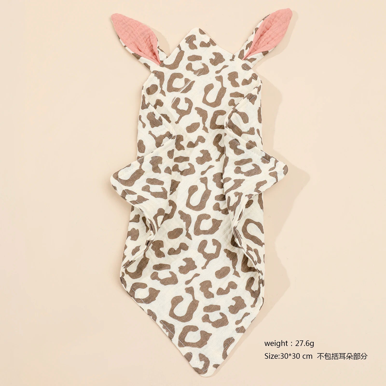 Soft newborn baby cotton muslin comforter with rabbit ears, featuring double gauze fabric from I YAN, ideal for soothing and burp cloths.