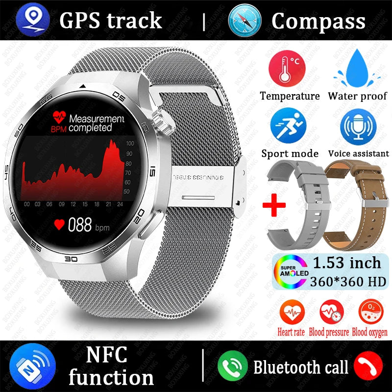 New GT5 Pro Smart Watch Men AMOLED HD Screen GPS NFC Heart Rate Bluetooth Call Watch 5 MAX IP68 Waterproof SmartWatch Man