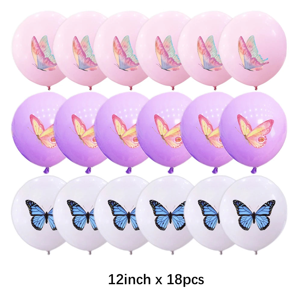 Butterfly Girls Birthday Party Disposable Tableware Fairy Pink Paper Plates Cups Napkin Tablecloth Birthday Party Decorations