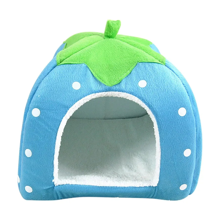 Strawberry Pet Bed for Dog, Puppy Cats Indoor Foldable Soft Warm Bed, Pet House Kennel Tent, S