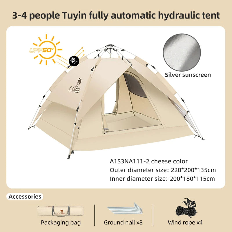 GOLDEN CAMEL 4 Person Camping Tents Travel Outdoor One-touch Tent Sun Protection Automatic Beach Tent Camping Equipment 텐트