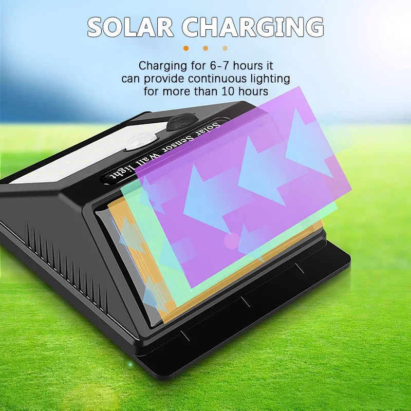 Modern LED Solar Wall Lamp Outdoor PIR Motion Sensors Waterproof Light Courtyard Decoration Lightsporch Garden Fence Path Lights