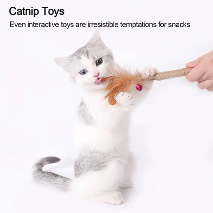 Silvervine catnip chew sticks from I YAN, shown on a wall, designed to entertain and promote wellness for cats.