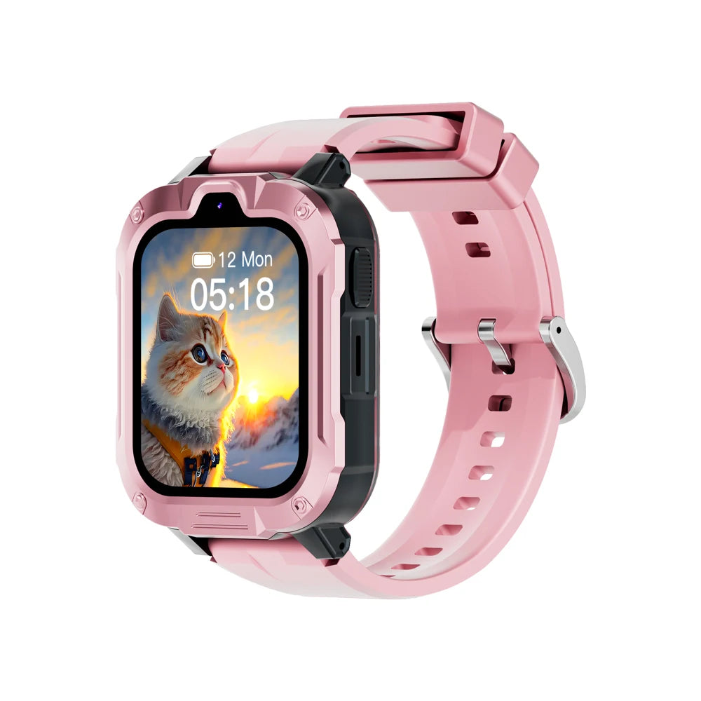 I YAN kids smartwatch with GPS, WiFi, camera, and 800mAh battery, showing the watch face and children’s safety features.