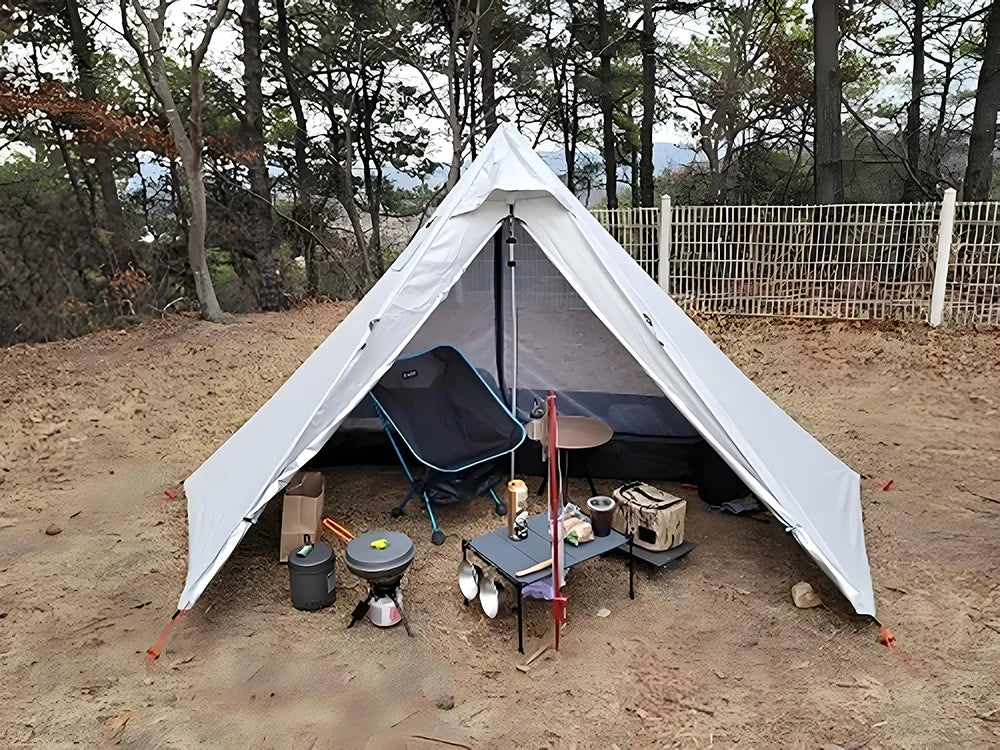 Camping Hot Tent with Chimney Window Outdoor Ultralight Tipi Teepee Tent Pyramid Double Layer Bushcraft 1 Person Tents Hot Tent