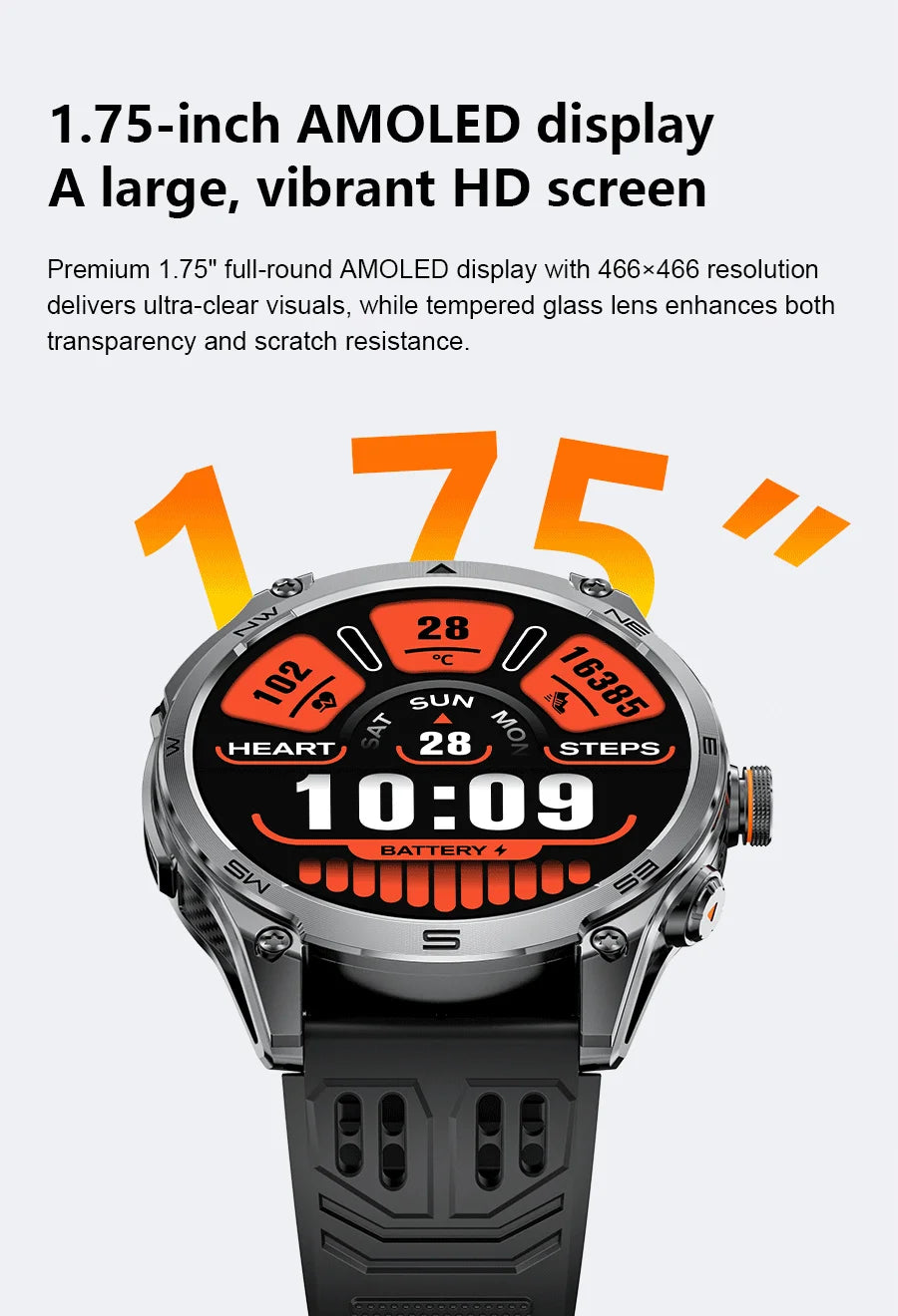 2026 New Military Smart Watch 1000Mah Battery GPS trace Compass 10ATM Waterproof Tactics Sport Flashlight call Smart Watch Men