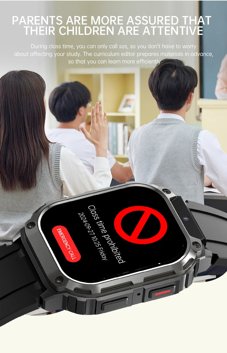 Smart Watch Android 4G SIM Card 1.96inch HD Screen with GPS WIFI Front Camera Video Call Sport Ourdoor for Men Women Kids