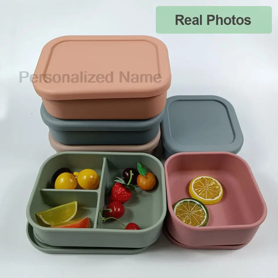 Silicone Bento Lunch Box 3 Compartments – Leakproof BPA Free Kids Food Container - I YAN