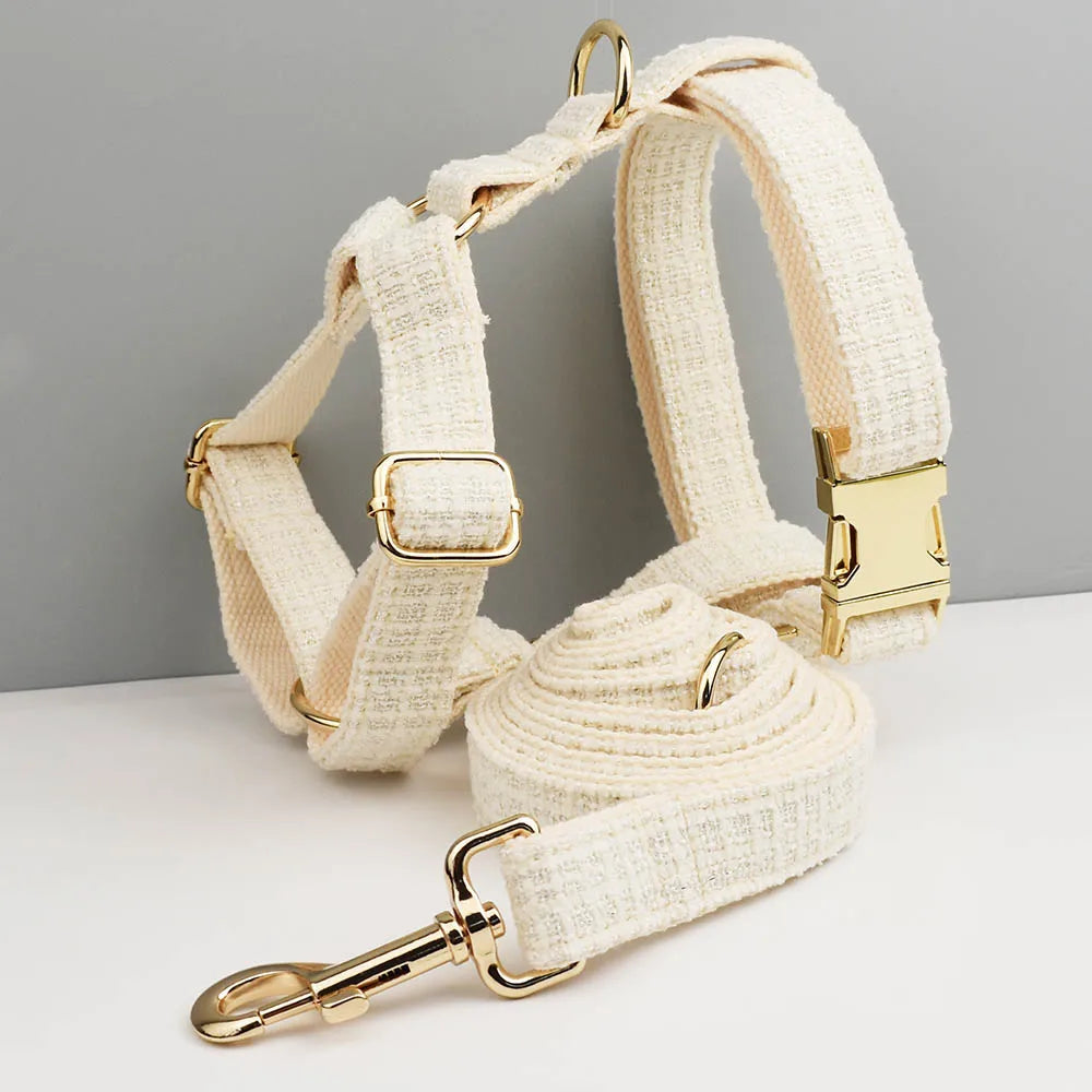 Custom Engraved Nameplate Dog Collar Leash Harness Set Personalized Pet Accessories for Dogs