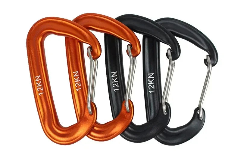 12KN Small Climbing Carabiner D-Shape Mountaineering Buckle Hook Safety Lock Outdoor Camping Hiking Key Chain