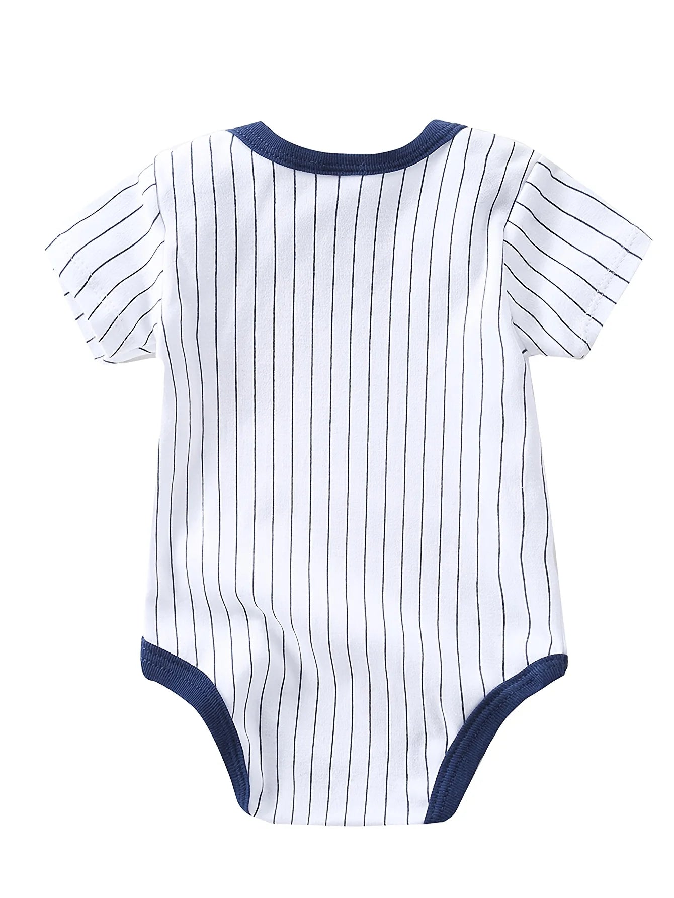 Set of 5 cotton baby boy short sleeve rompers by I YAN, breathable infant clothes for 0-9 months, casual and comfortable for newborns.
