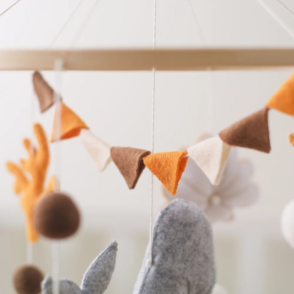 Blue Whale Baby Crib Mobile – Fabric & Bamboo Ring Nursery Decor for Newborns - I YAN