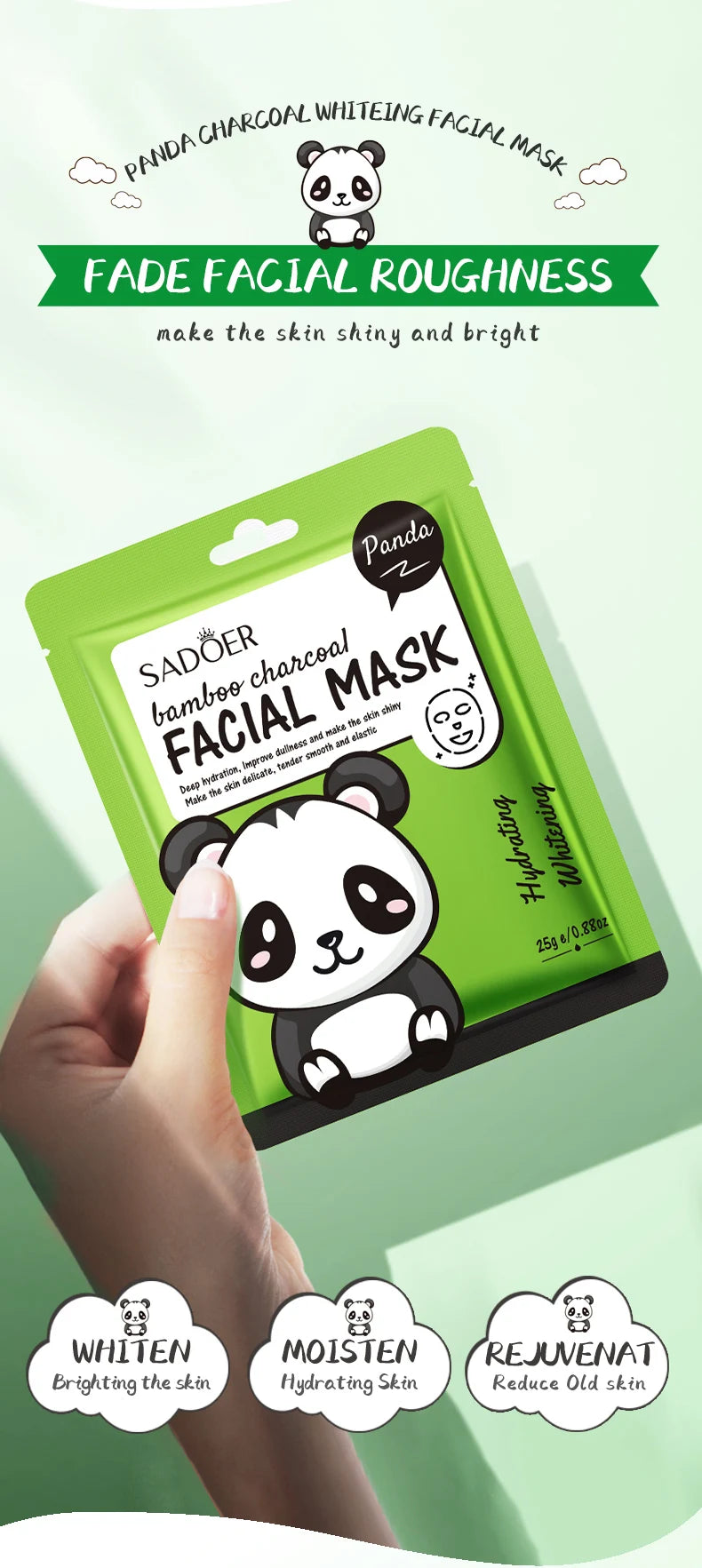 5pcs SADOER Cartoon Fresh Fruit Facial Masks Moisturizing Soothing Brightening Hydrating Face Mask for Facial Skin Care