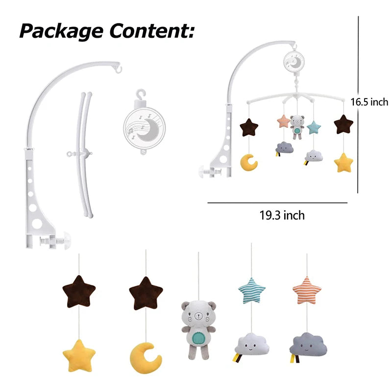 Baby Crib Mobile with Music & Rattles – Educational Toy for Newborns 0-12M - I YAN