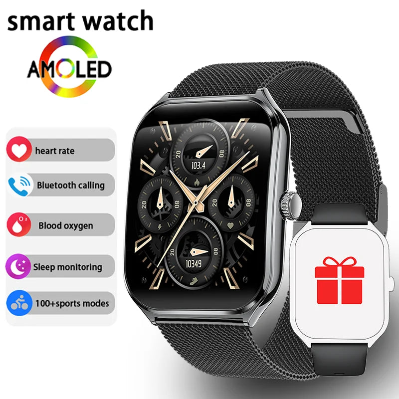 New Ultra Thin Smart Watch men 1.96" AMOLED HD Pixel Display Always Show Time BT Call Reminder Smartwatch Ladies For Android iOS