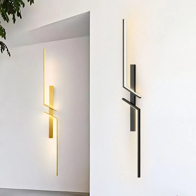 Minimalist Indoor LED Wall Lamp for Bedroom Living Room Wall Sconce for Home Decor Gold Black Interior Long strip LED Wall Light