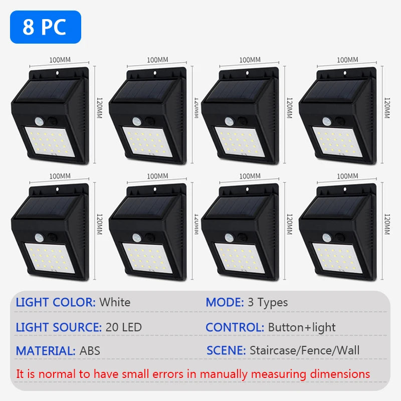 Modern LED Solar Wall Lamp Outdoor PIR Motion Sensors Waterproof Light Courtyard Decoration Lightsporch Garden Fence Path Lights