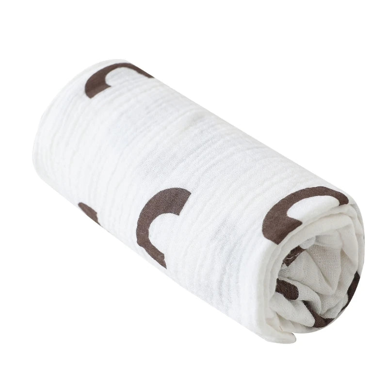 I YAN cotton baby swaddle blanket with floral print, solid color muslin fabric, perfect for newborns and stroller cover.