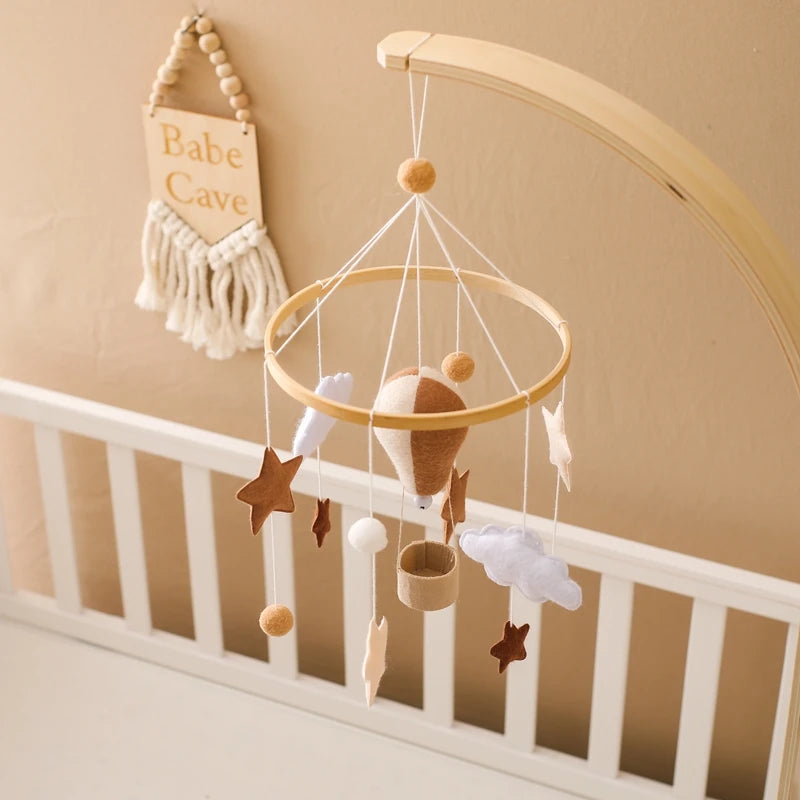 Hot Air Balloon Wooden Baby Crib Mobile – Musical Bed Bell & Rattles for Newborns 0–12M - I YAN
