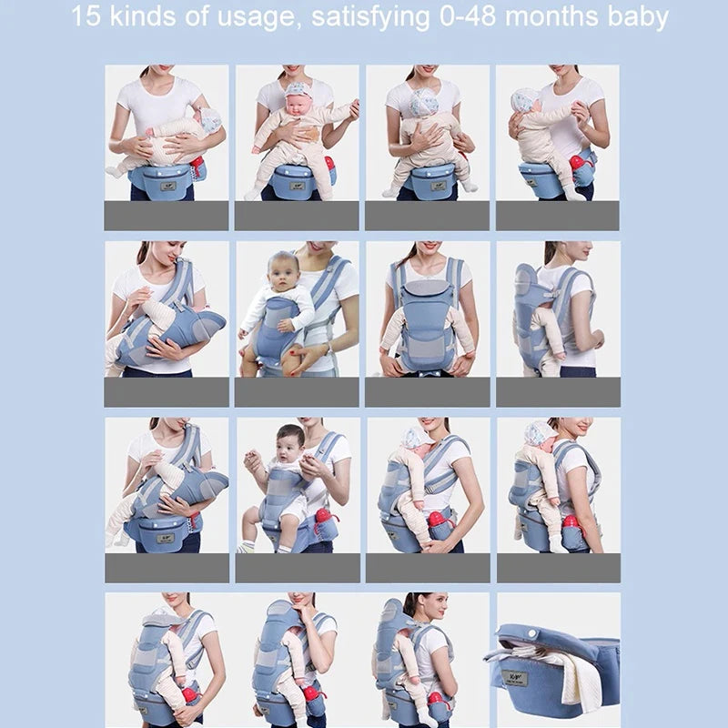 Newborn Ergonomic Baby Carrier Backpack with Hip Seat – Front Facing Kangaroo Wrap for Travel - I YAN