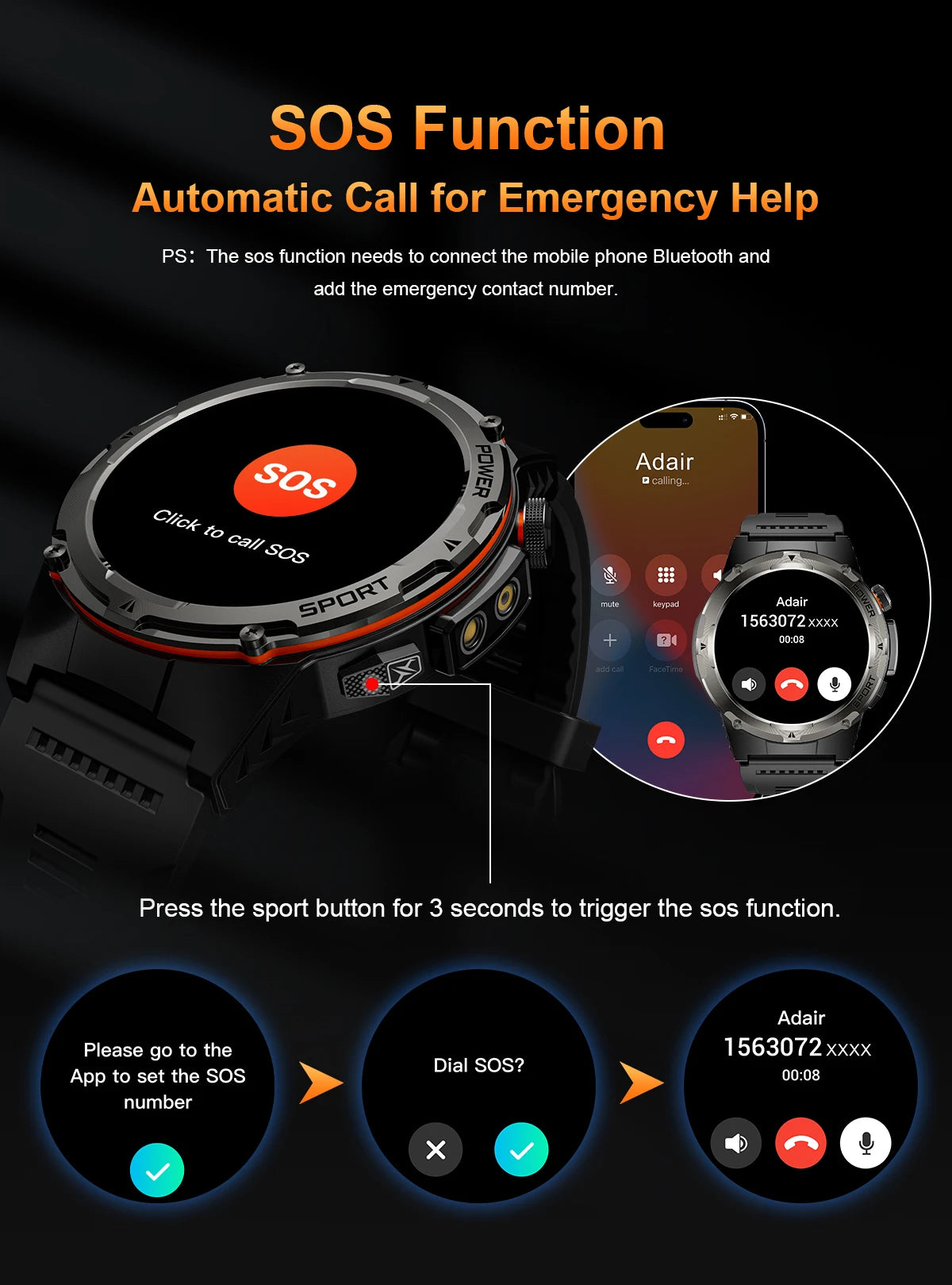 NEW Top Popular Outdoors GPS tracker Sports Smart Watch Men 500mAh NFC HD Call IP68 depth waterproof Smart Watch T-REX3 Men