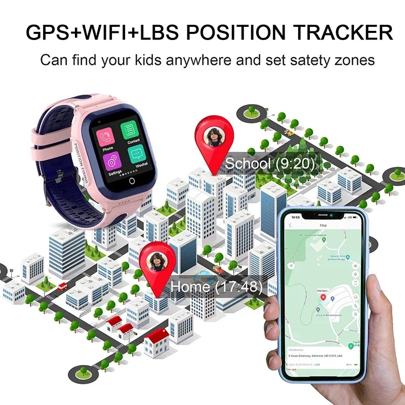 Wonlex KT24S 4G Kids Smart Watch GPS WiFi LBS Tracker – Video Camera Voice Chat GEO Fence for Children - I YAN