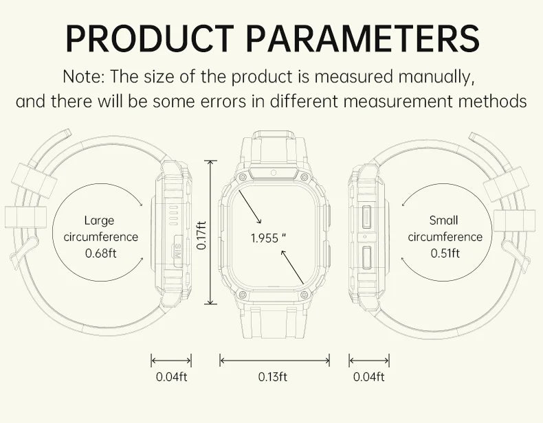 Smart Watch Android 4G SIM Card 1.96inch HD Screen with GPS WIFI Front Camera Video Call Sport Ourdoor for Men Women Kids