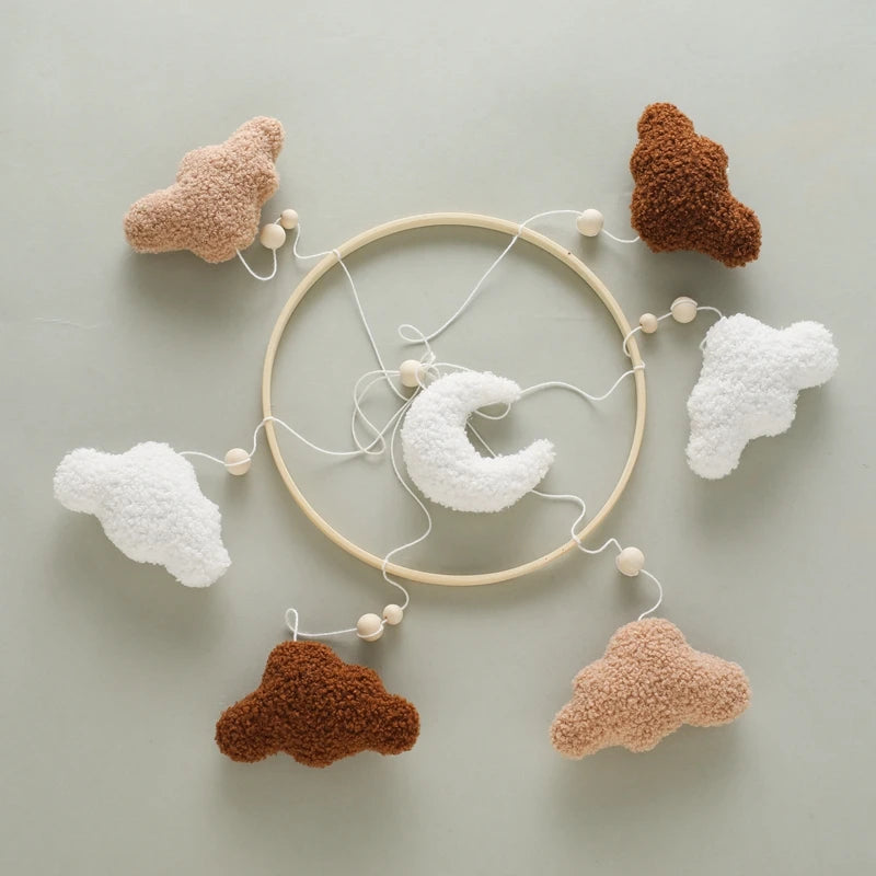 Crochet Stars Baby Crib Mobile – Wooden Bed Bell Hanging Toy for Newborns 0-12M - I YAN