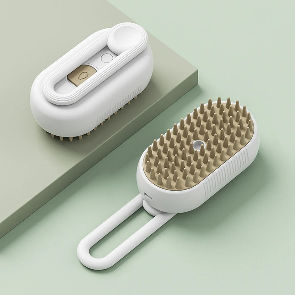 I YAN 3-in-1 electric dog and cat hair brush with steam spray, massage, and hair removal features for pets.