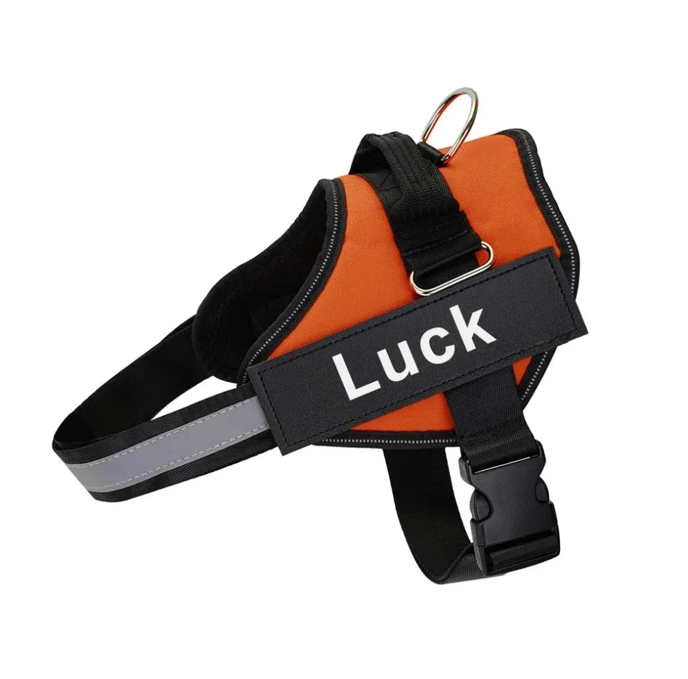 Adjustable reflective dog harness by I YAN, breathable no-pull vest for small and large dogs, with secure straps and safety features.