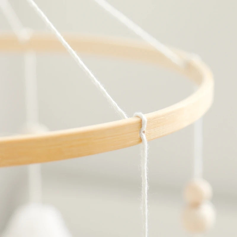 Crochet Stars Baby Crib Mobile – Wooden Bed Bell Hanging Toy for Newborns 0-12M - I YAN