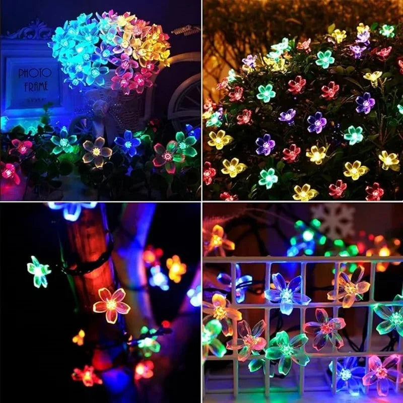 Solar PURPLE/BLUE/WARM/COLOR Cherry Blossom Garden Blossom Lights Garlands String Lights Solar Outdoor Waterproof Christma Deco