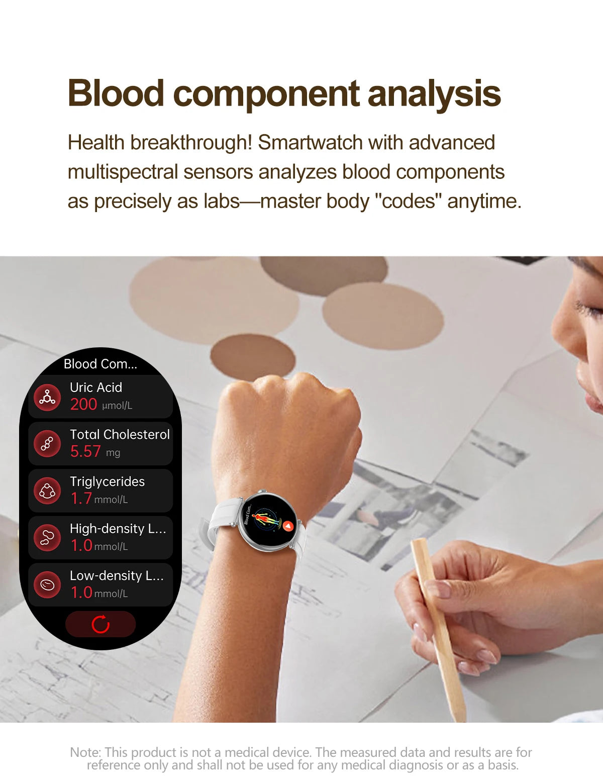 2026 New Women AI Smart Diagnosis Smart Watch HRV+ECG Uric Acid Blood Oxygen Health Monitor IP68 Waterproof Sports Smartwatches
