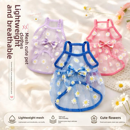 Breathable High-Value Dog Vest Summer Teddy Small Medium Dog Mesh Clothes Cool Feeling Functional Pet Clothing Daisy Pattern
