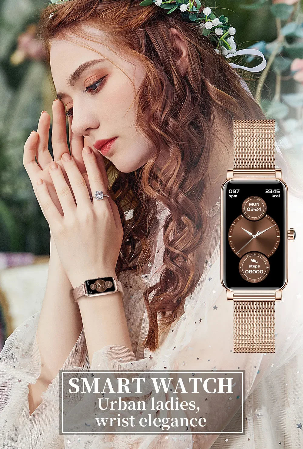 Women's Luxury Smartwatches Connect Phone Interactive Music Full Touch Smart Watches Weather Reminder Custom Wallpaper Smartband