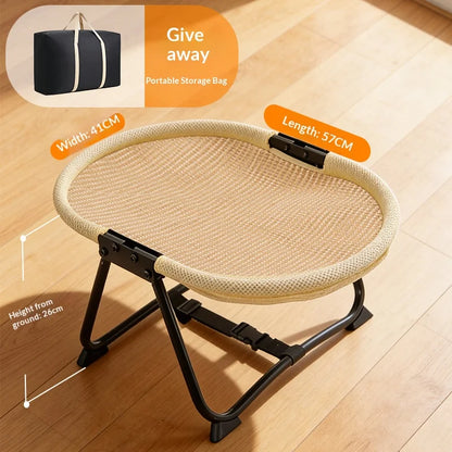 Elevated I YAN folding pet cot bed with breathable mesh for cooling, suitable for cats and small dogs.