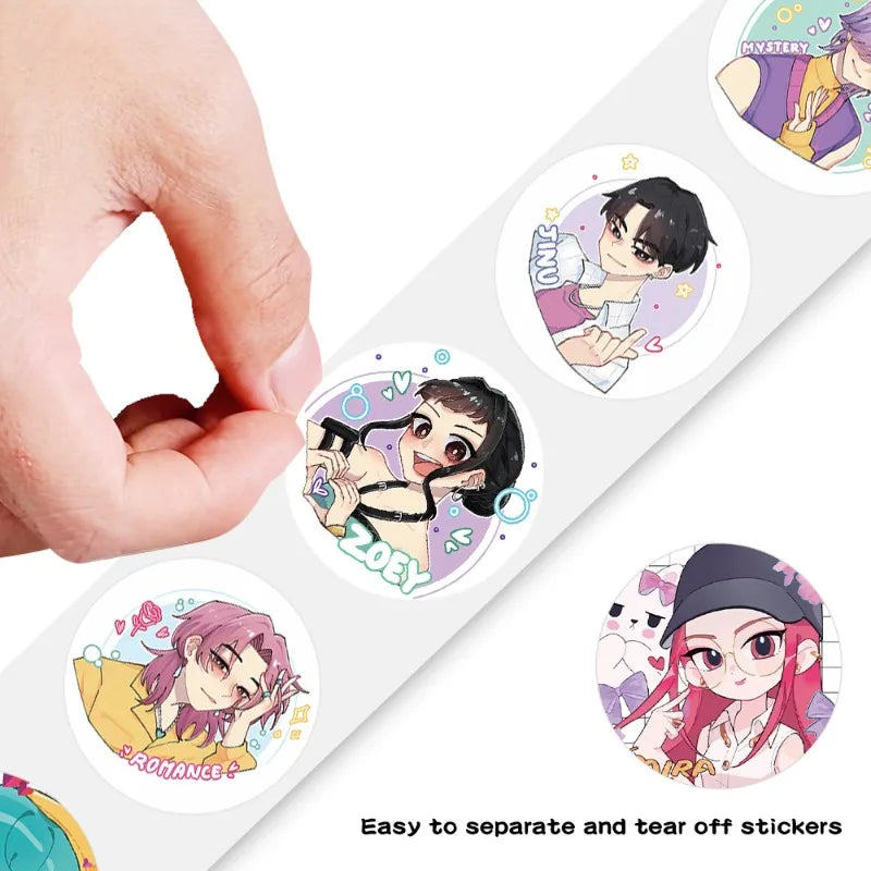 500Pcs Tiger Theme Anime KPop Stickers Roll DIY Waterproof Decals for Scrapbook Phone Luggage Skateboard Laptop Decor
