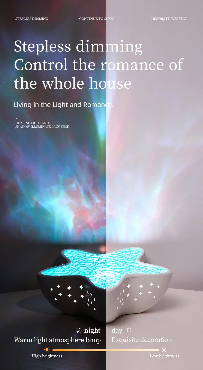 Starfish LED Table Lamp Aurora Projector Lamp Starry Sky Northern Light Bedside Lamps Bedroom Decoration Atmosphere Night Light