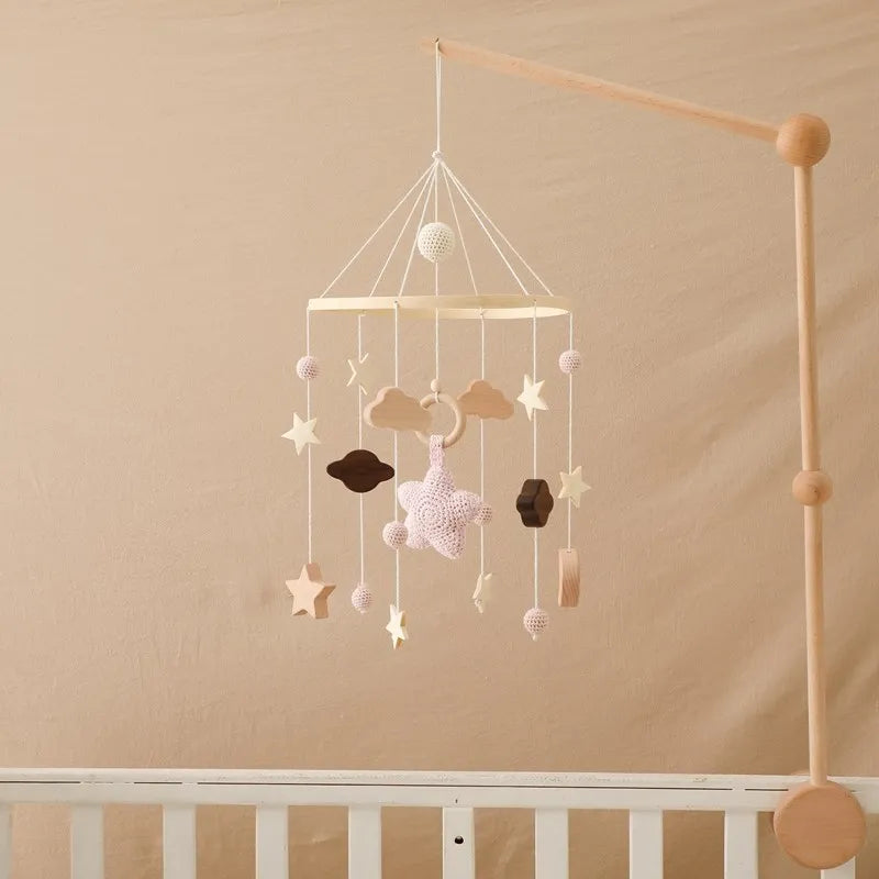 Baby Cloud Crib Mobile with Musical Box – Wooden Rattle Toy for Newborns 0–12M - I YAN