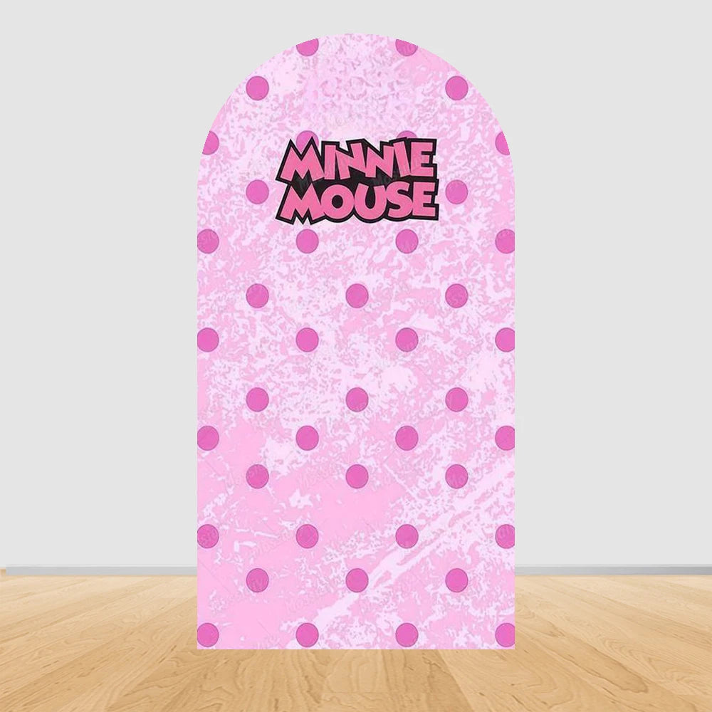 Pink Minnie Arch Background Cover Custom Dot Bow Minnie Photography Backdrop Girl Birthday Party Decoration Portrait Photo Props