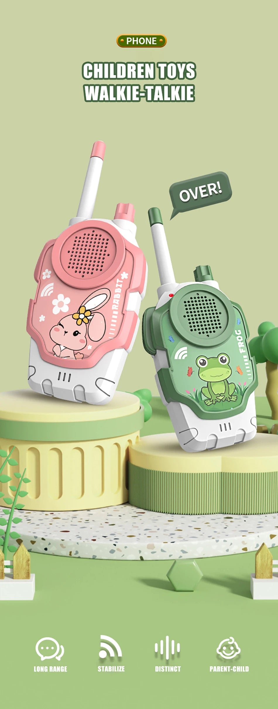 2Pcs Walkie Talkie Children Toy Long Rang Wireless Interphone Parent-Child Interaction Intercom Communication Toys For Kids Gift