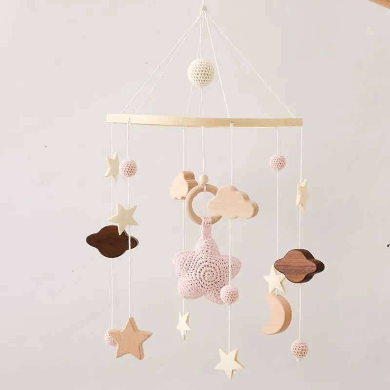 Baby Cloud Crib Mobile with Musical Box – Wooden Rattle Toy for Newborns 0–12M - I YAN