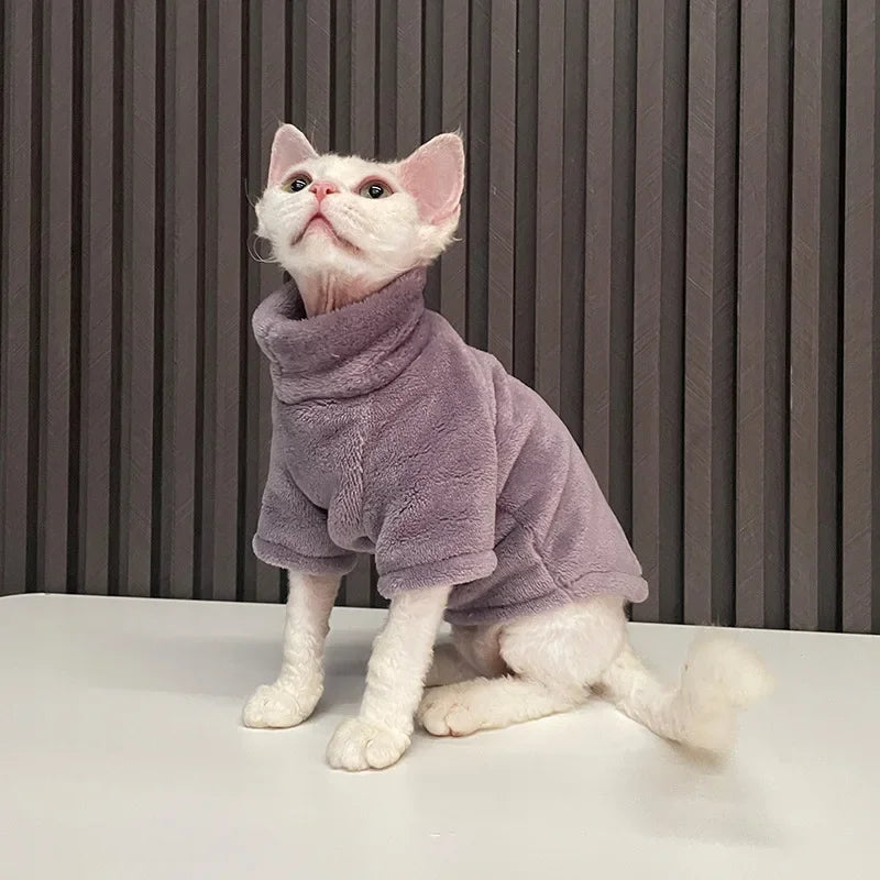 I YAN Sphynx cat sweater and hoodie, cozy kitten clothing and pet jumpsuit for Sphinx cats and small dogs, soft and stylish.