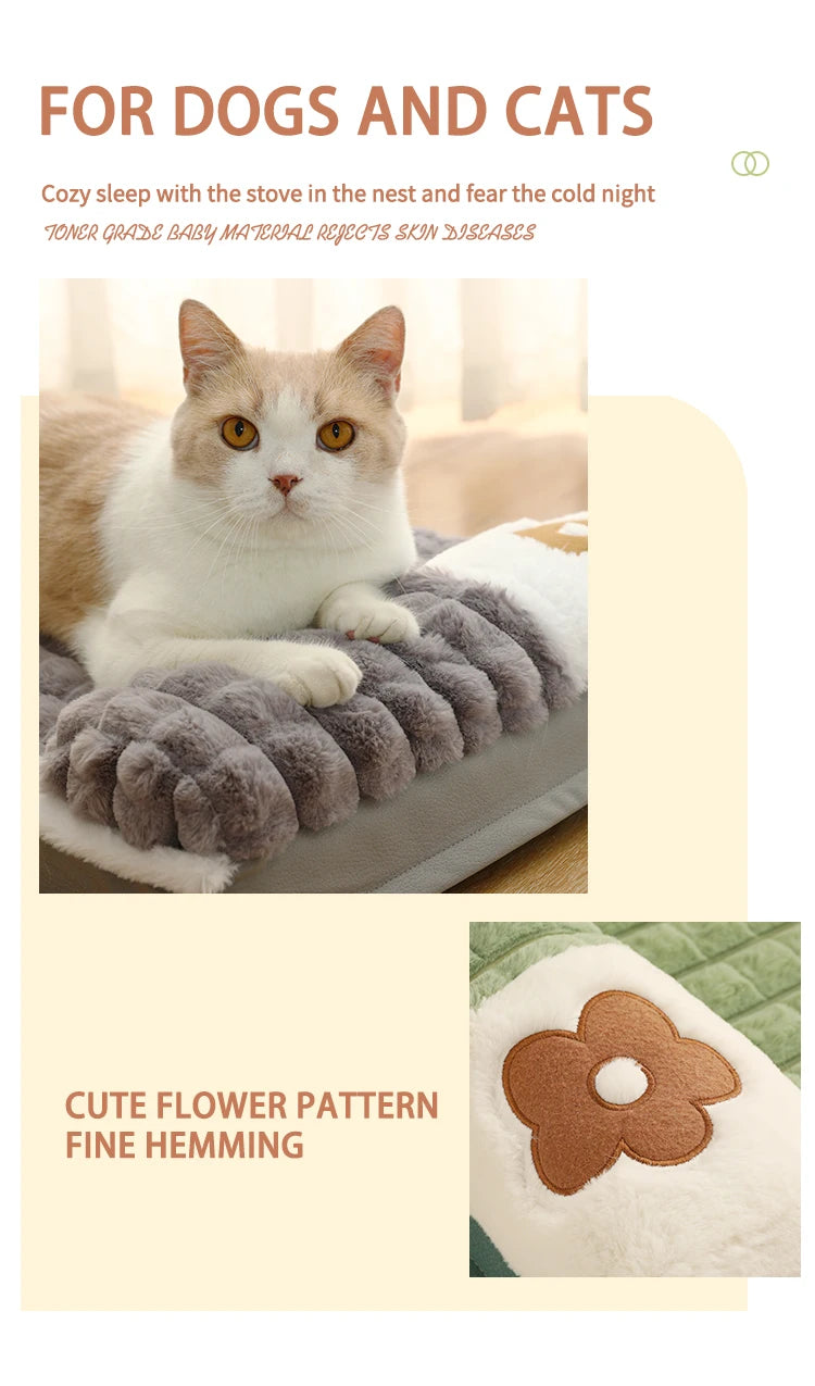 Thickened Dog Bed Removable Winter Super Warm Washable Dog Mat Deep Sleep Fluff Bed for Small Medium Large Dogs Cats Pillow