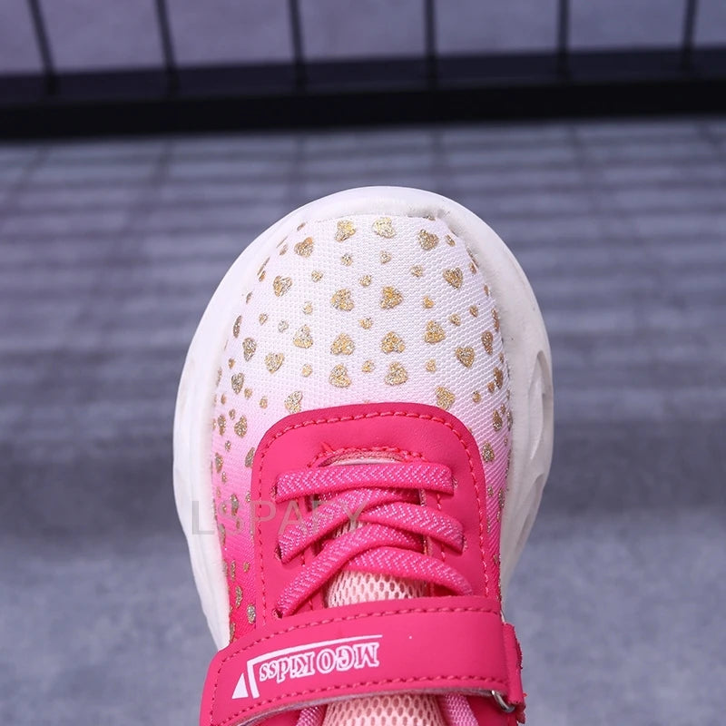 Kpop Demon Hunters Children Sneakers for Girls New Led Mesh Casual Shoes Kids Breathable Glowing Up Tennis Sport Shoes